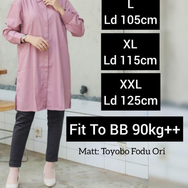 ♚ KEMEJA TUNIK JUMBO / TUNIK TOYOBO PREMIUM LD  125 / KEMEJA PUTIH / DRESS TUNIK PUTIH ●