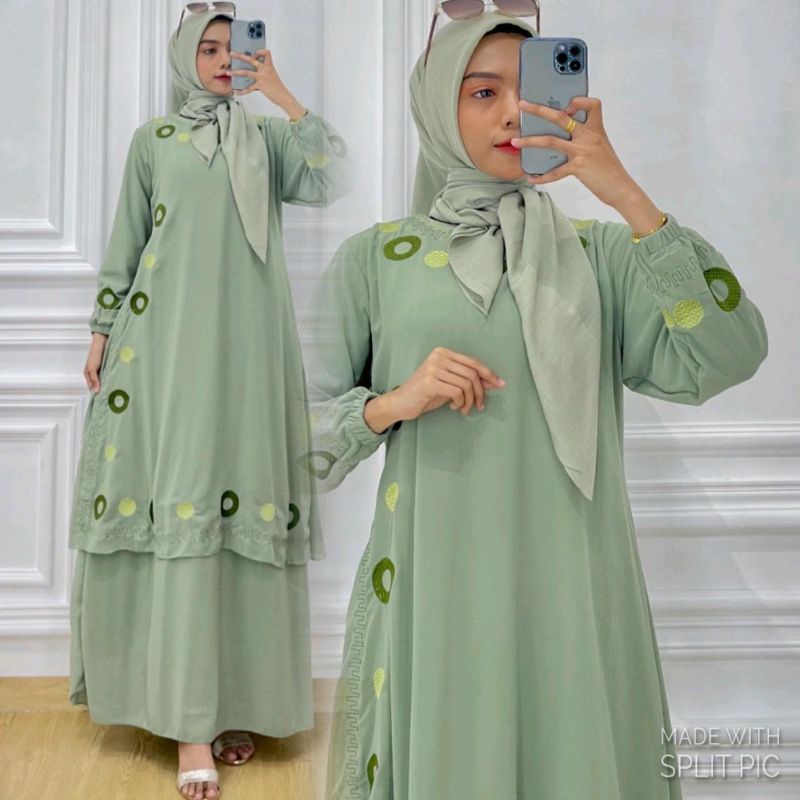 GAMIS MELAYU CIRCLE BORDIR