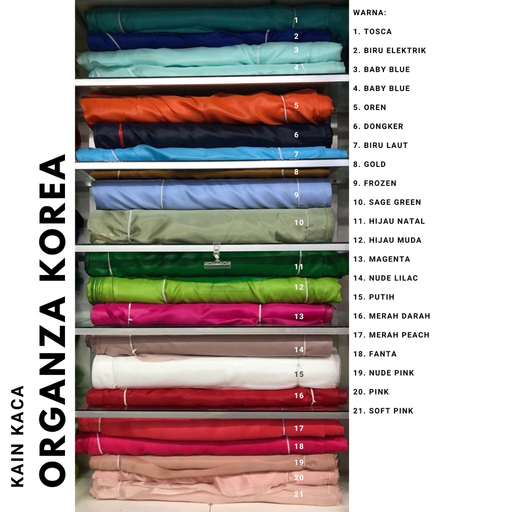 KAIN KACA ORGANZA KOREA PREMIUM, Bahan Organza Polos Silk Premium. Kain Organza Premium Polos silk G