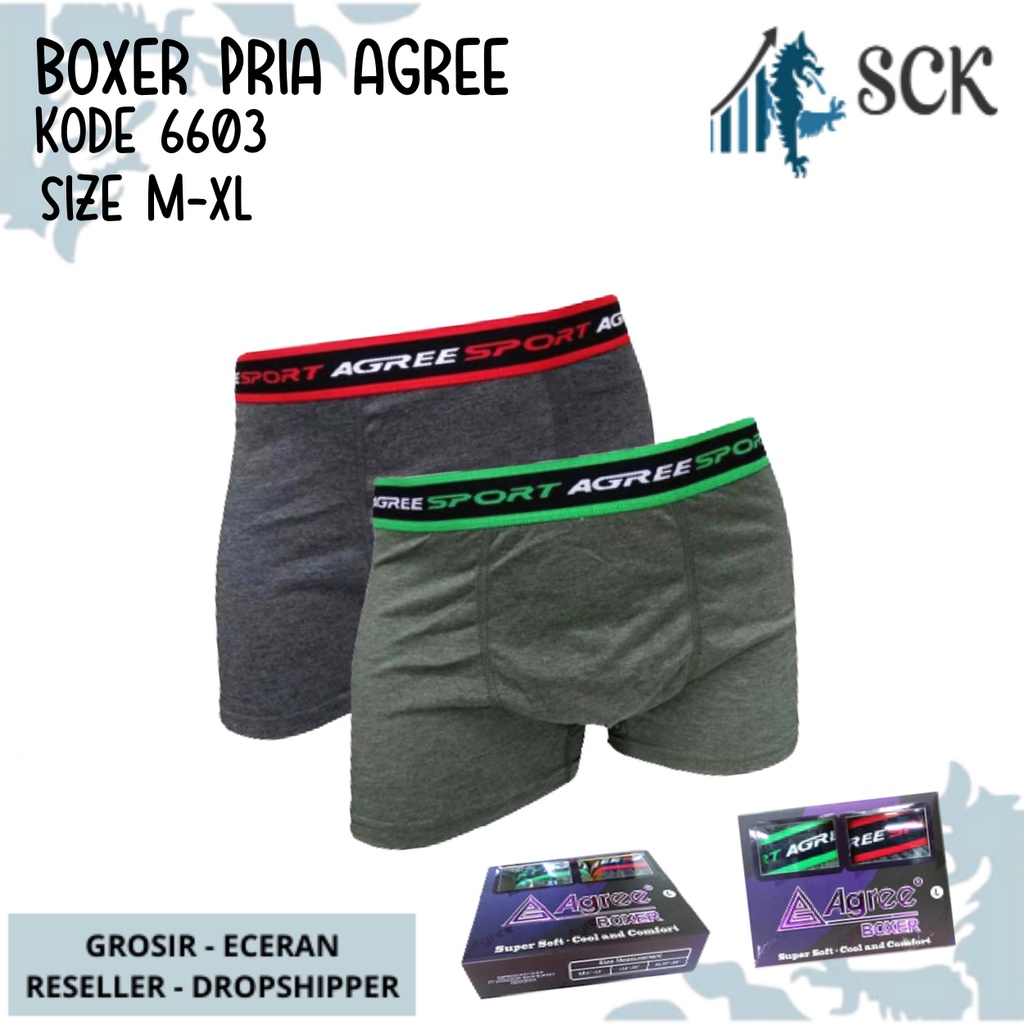 [ISI 1] CD Cowok AGREE 6603 Model Boxer / Celana Dalam Bahan Katun Halus / Pakaian Dalam Pria - sckmenwear