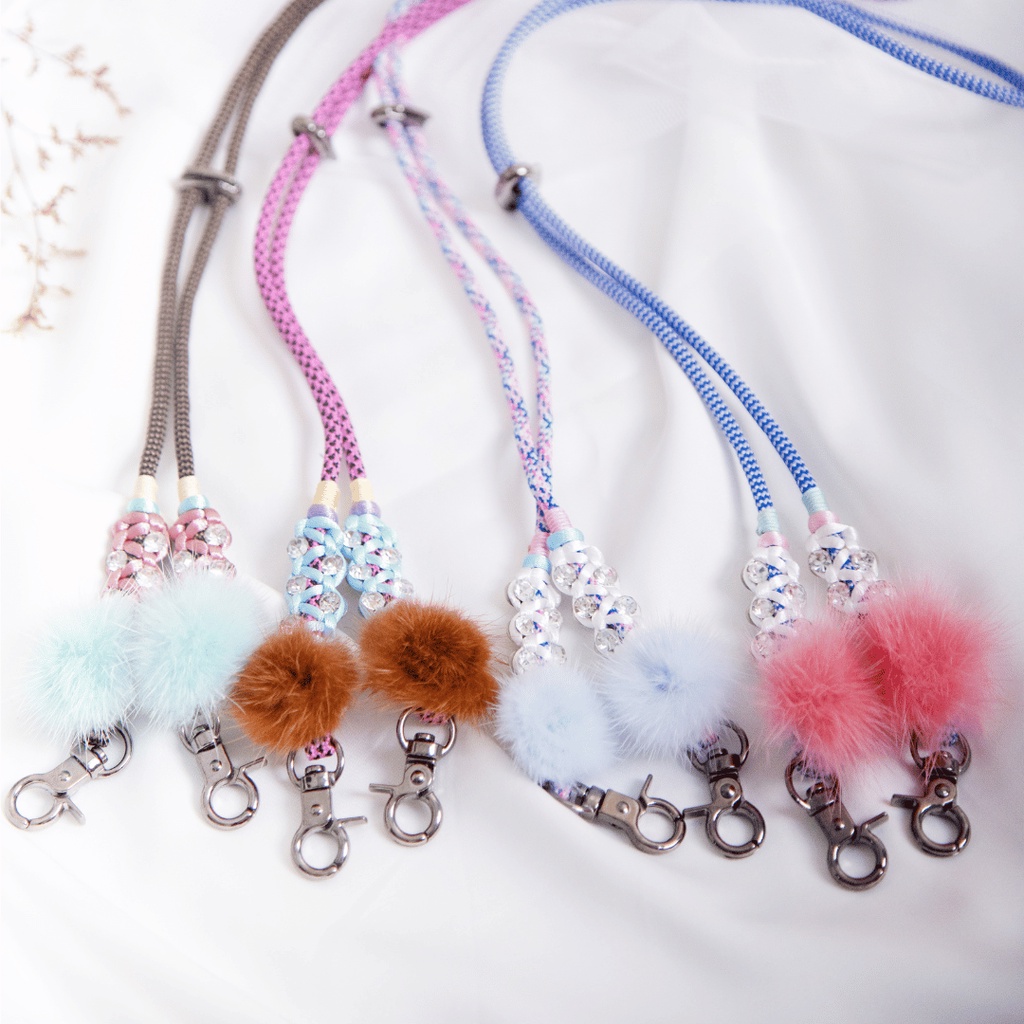 2in1 Tali Masker Mask Strap Tali Kacamata Kalung Masker Wanita Hijab Paracord Bulu Warna Warni Color