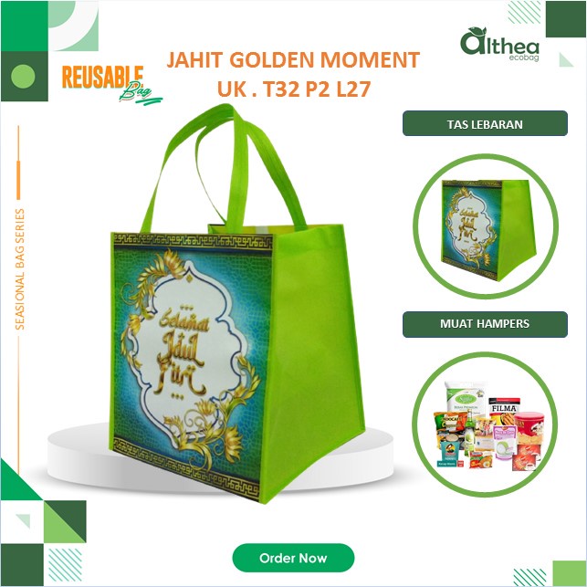 

ALTHEA Tas Parcel Lebaran | Tas Hampers Lebaran | Tas Sembako Jumbo | Tas Spunbond Golden Moment 32x27x27
