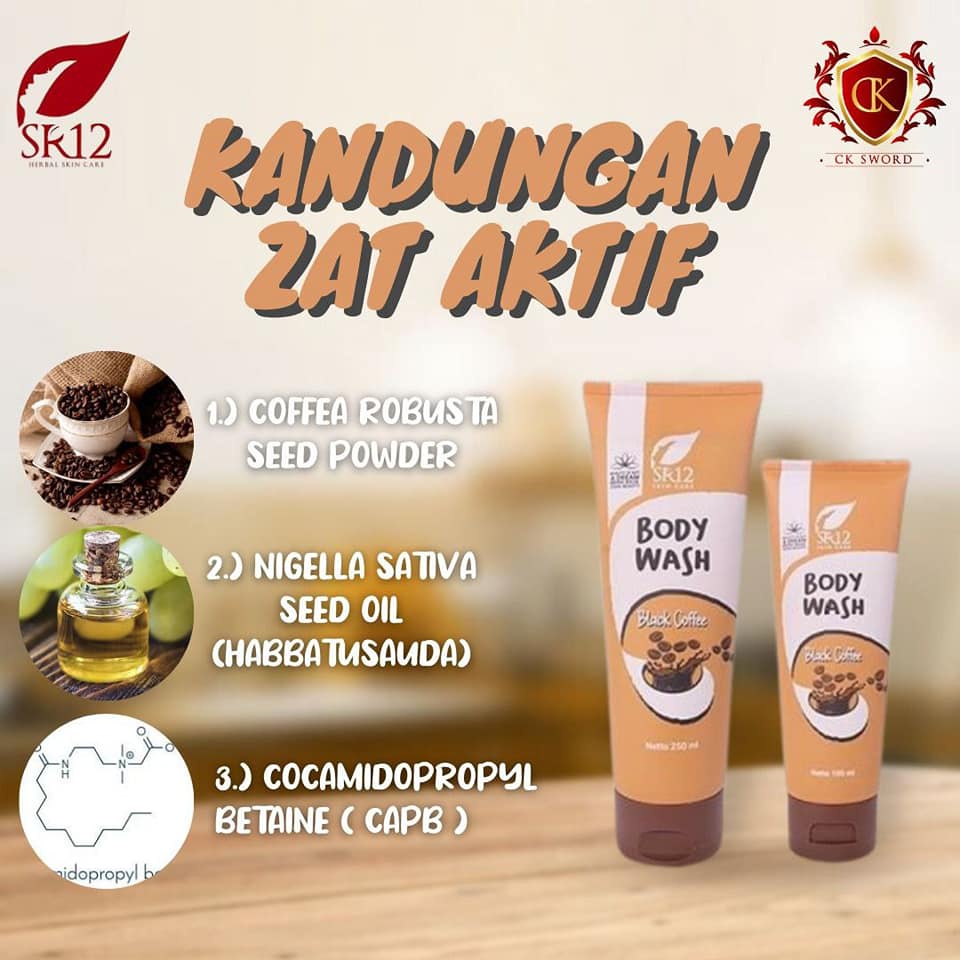 BODY WASH BLACK COFFEE SR12 / SABUN KOPI AMPUH MENGANGKAT SEL KULIT MATI / SABUN MANDI CAIR BPOM