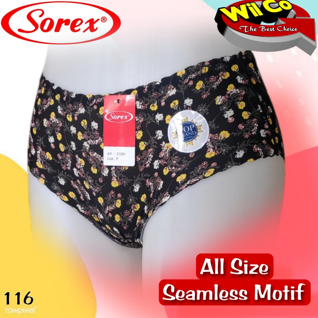 K116S - (HARGA PER 6 PCS) CELANA DALAM WANITA PAKAIAN WANITA PAKAIAN DALAM SEAMLESS SOREX FREE SIZE