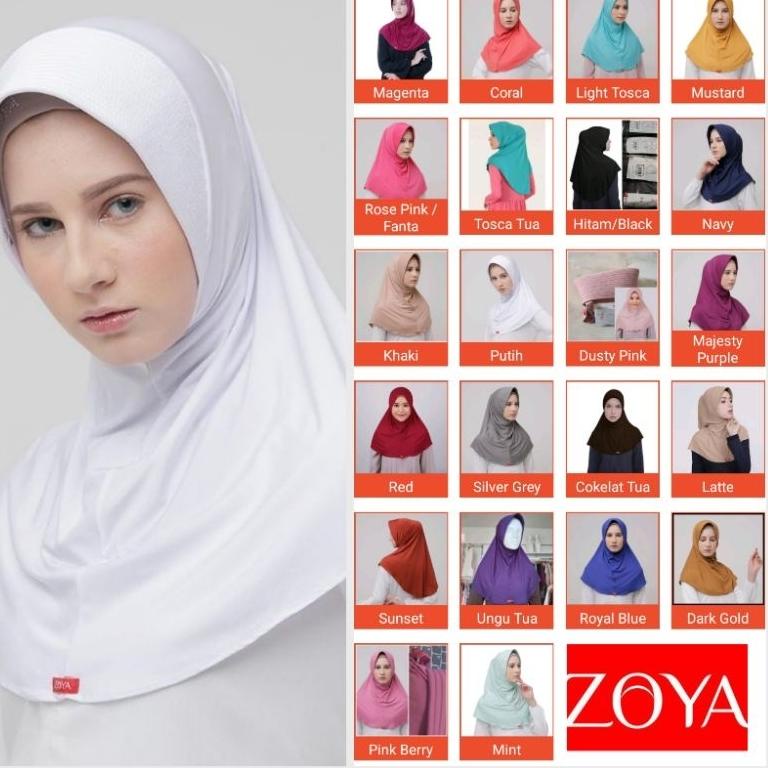 VIRAL READY STOCK ORIGINAL ZOYA Casual Hijab Instant Kerudung Instan Jilbab Bergo Lycra Hitam Putih 