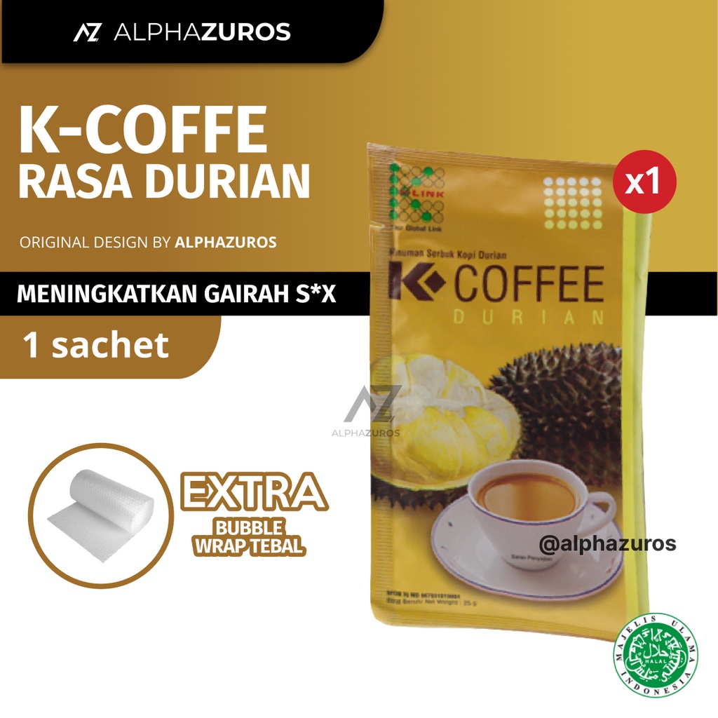 

K-COFFEE Durian Original K Link (1 Sachet) Kopi Aroma Durian Meningkatkan Gairah dan Stamina serta Membantu Menurunkan Tekanan Darah By Alphazuros K-Link Official Store K-Link Original Store Attauri