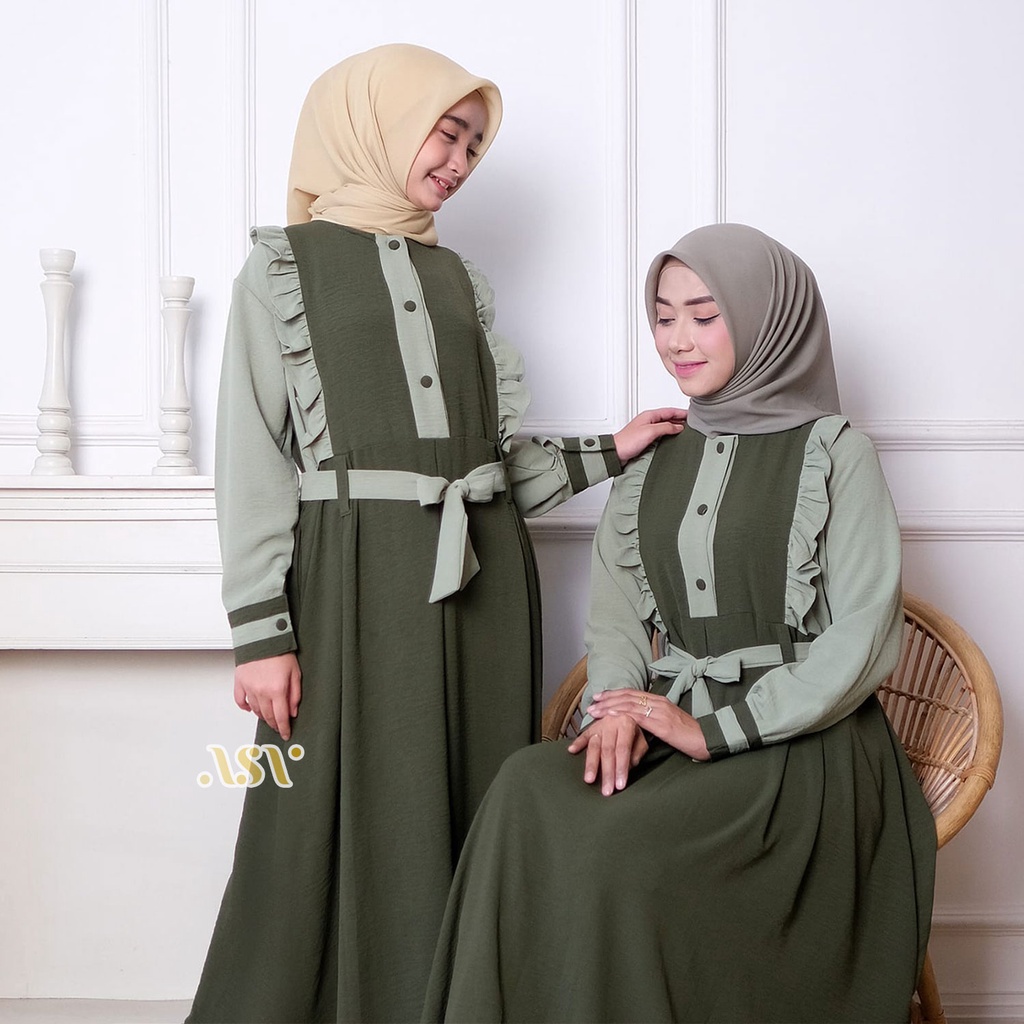 JUAL TERPISAH | Ganiya Gamis Couple Mom and Kids Kembaran Ibu Anak Kakak Adik Bahan Airflow Crinkle Baju Lebaran Keluarga Original ALSAVA