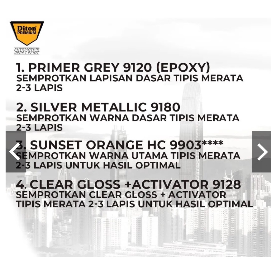 Pilok Pilox Cat Semprot DITON PREMIUM Harley Colors - SUNSET ORANGE HC 9903**** (400cc)