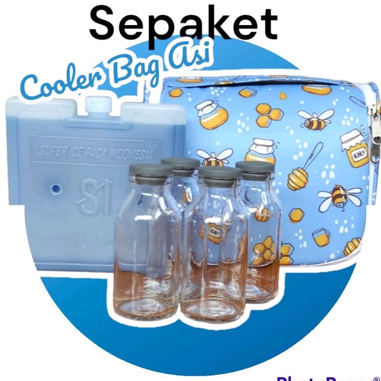 Cooler bag Tas Asi - MOTIF LEBAH MADU BIRU TUA