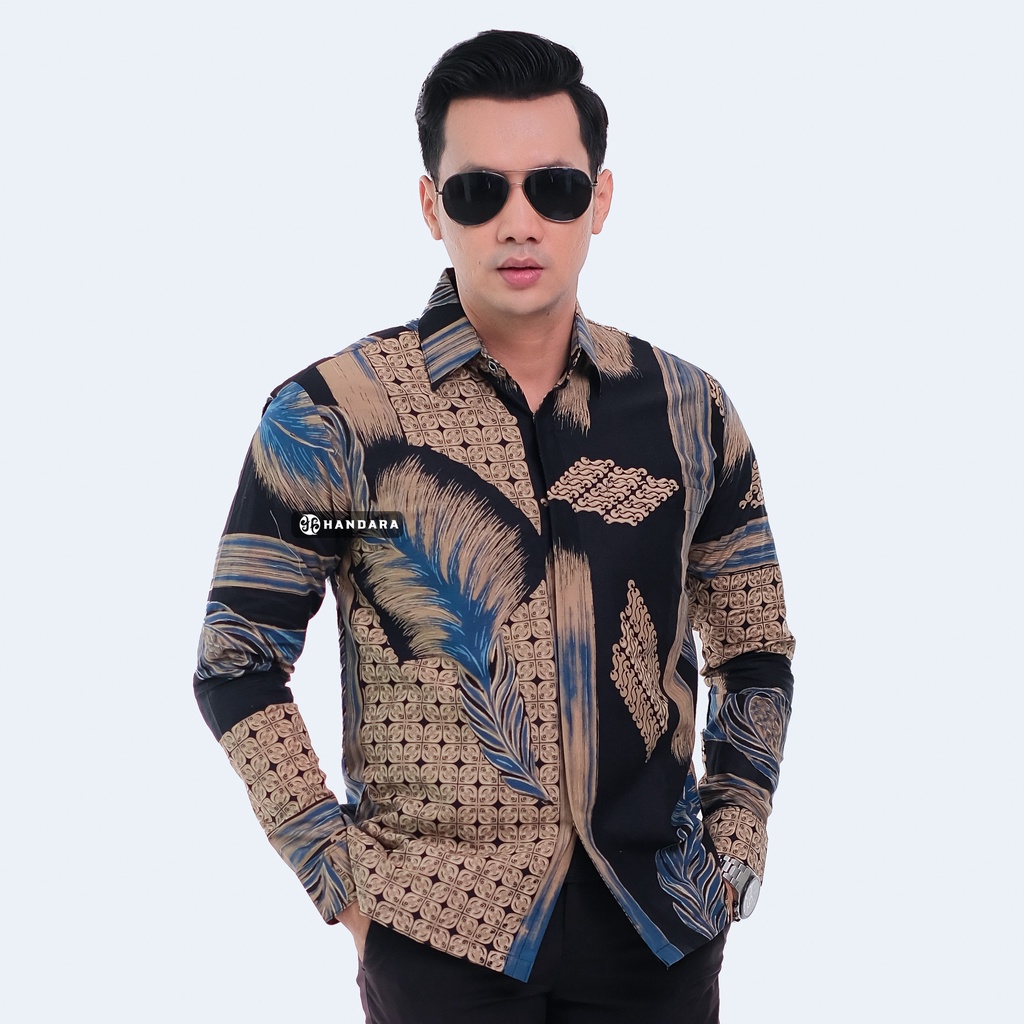 Handara Batik Pria Lengan Panjang Slim Fit Premium Govinda Hitam HB-354