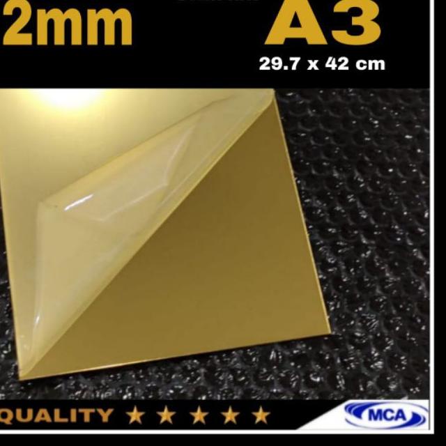 ➼ AKRILIK LEMBARAN GOLD MIRROR A3 / Acrylic Mirror Gold / Laser cutting ◄