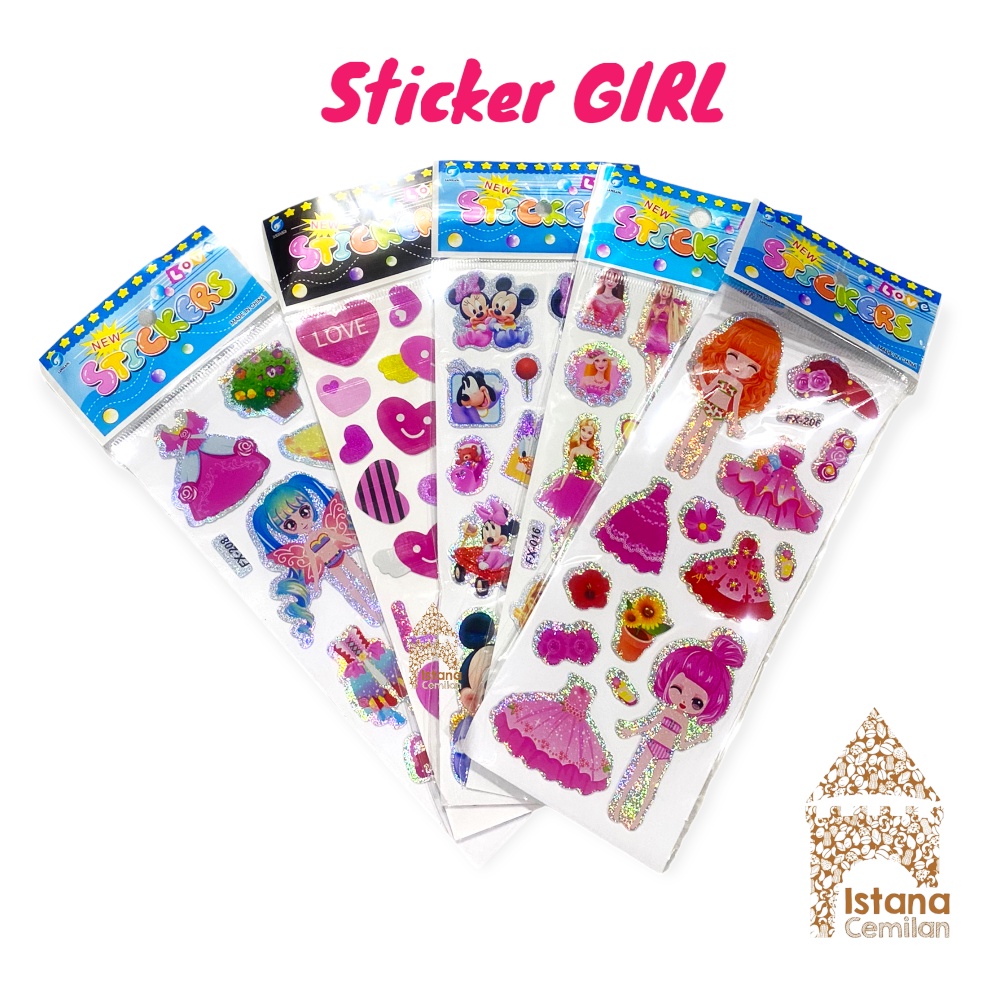 Sticker Girl / Boy Stiker Motif Gambar Kartun Anak Perempuan / Laki Random