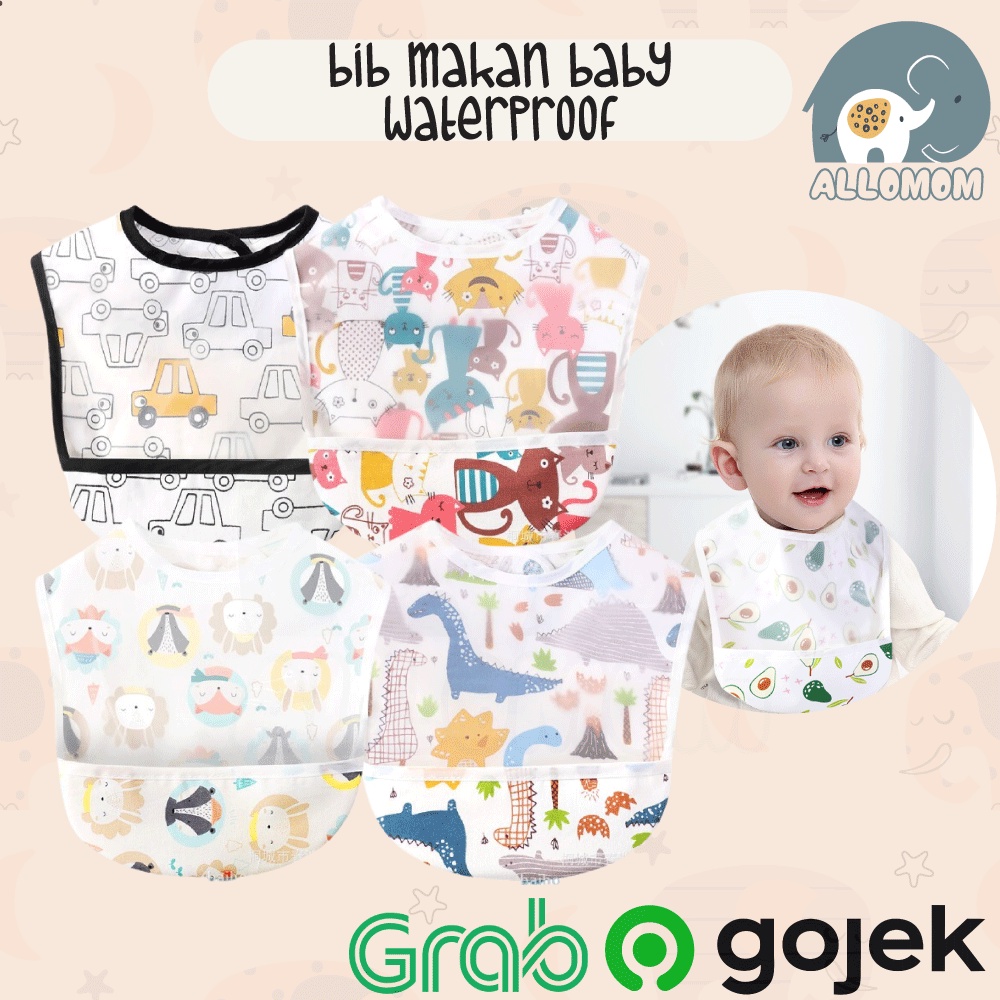 Tadah Iler Bayi / Slabber Makan / Bib Waterproof Anti Air Motif Lucu Newborn Baby