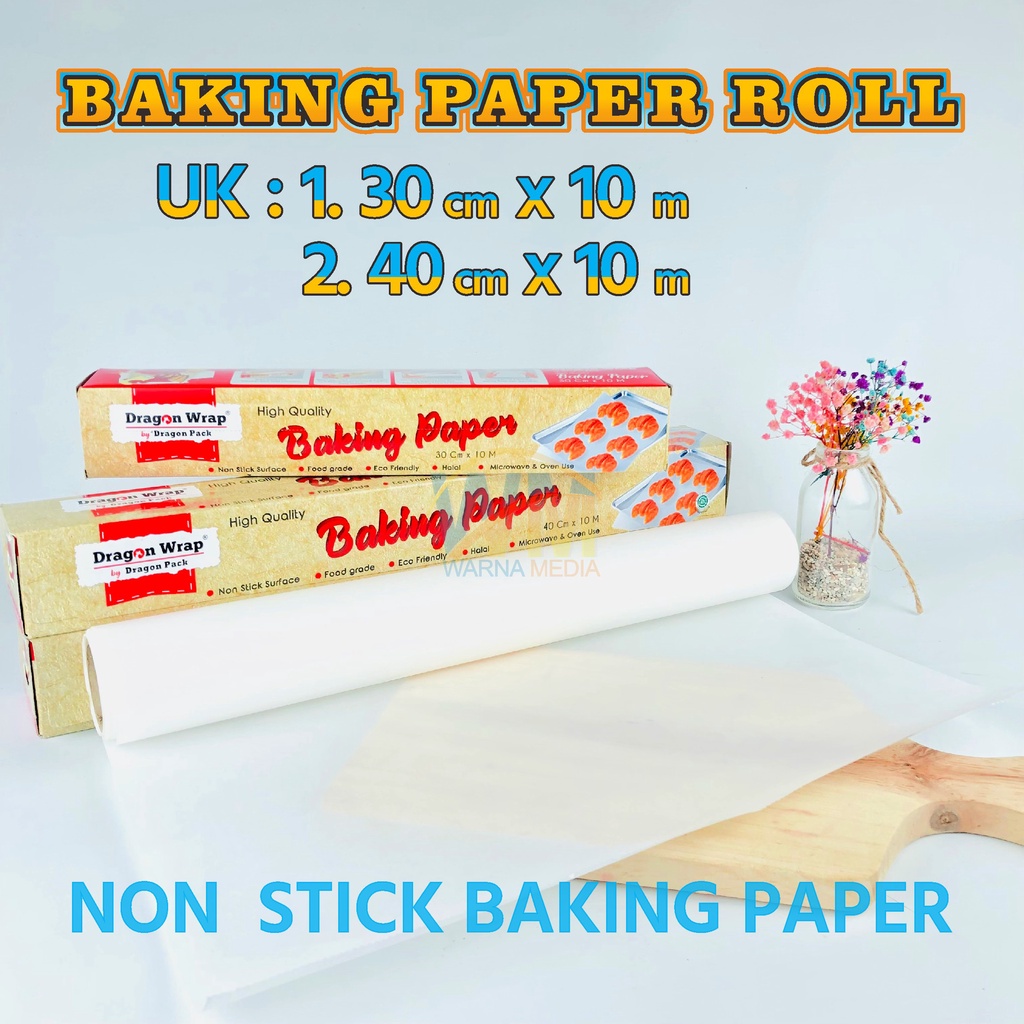 Perchment paper roll / Kertas baking paper roll anti lengket / Kertas roti baking / Kertas baking 10m / Kertas baking white paper / Baking Paper Non-Stick