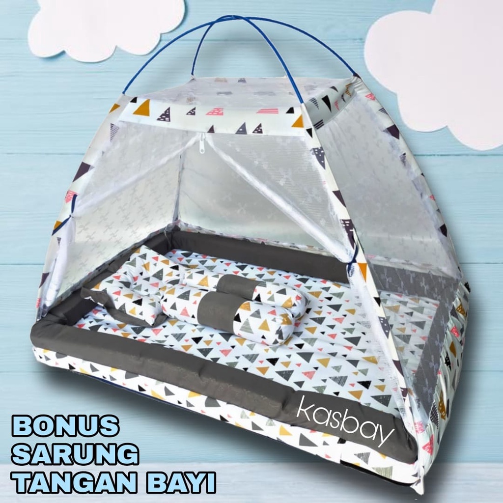 Kasur Bayi Kelambu Set Lengkap Bantal Guling + Bonus Sarung Tangan Bayi Dan Tas Mika TERBARU