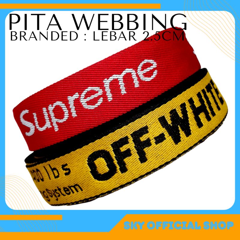 Pita Webbing Motif Branded Lebar 2.5cm Stok Garment