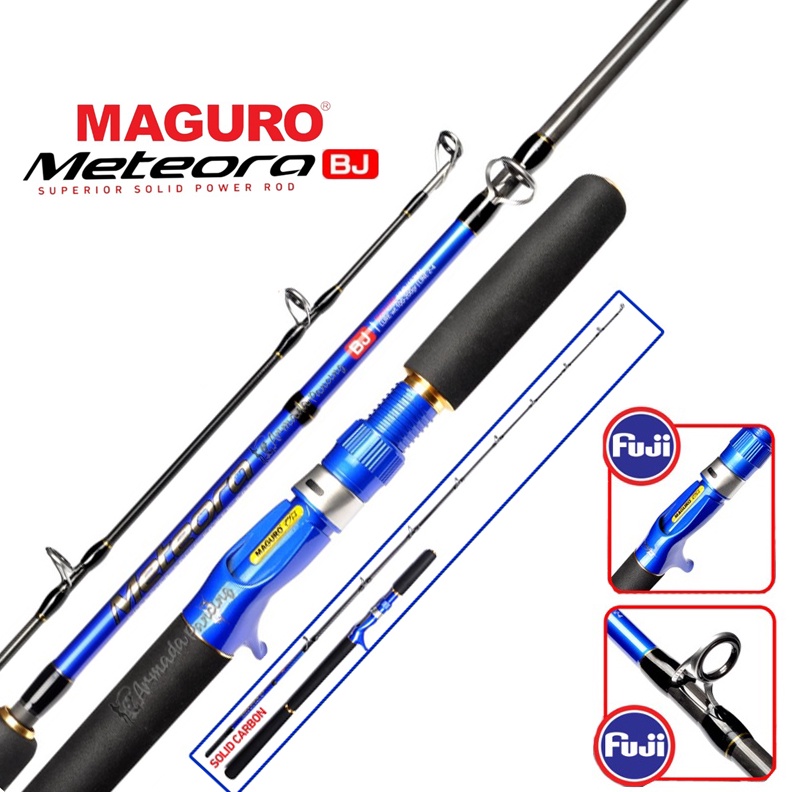 Joran MAGURO METEORA BJ 1.93M | Bait Jigging OverHead I  Full Fuji | Solid Carbon