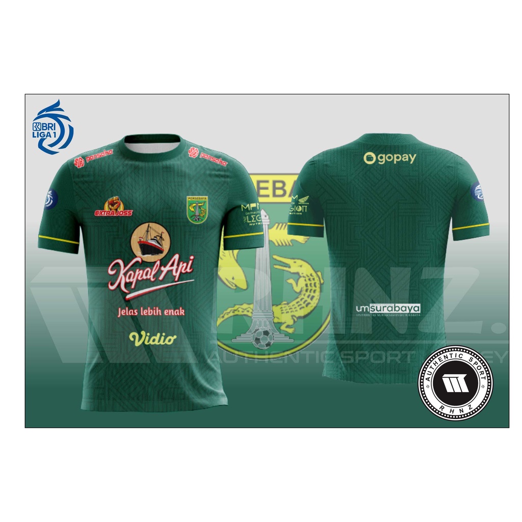 JERSEY PRINTING PERSEBAYA FREE CUSTOM NAMA/JERSEY LIGA INDONESIA BRI TERBARU/JERSEY HOME PERSEBAYA S