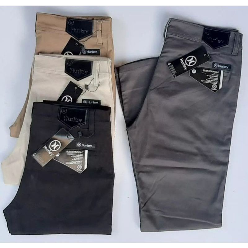 CELANA CHINO Panjang Pria Slimfit KERJAHARIAN Santai Casual Formal Hitam Abu Cream Mocca Size 27-38