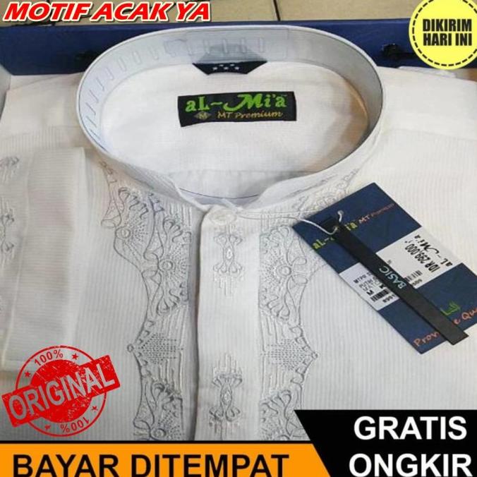 TERMURAH Baju koko kemeja pria al mia MT premium lengan panjang warna putih ori /BAJU KOKO PRIA/BAJU