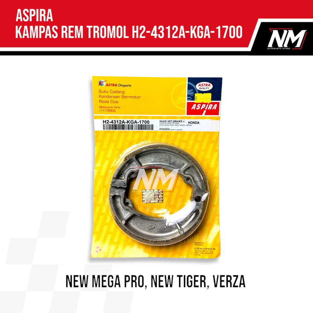 Kampas Rem Belakang New Megapro Primus Mono Tiger Revo Verza Plus Per Aspira H2-4312A-KGA-1700