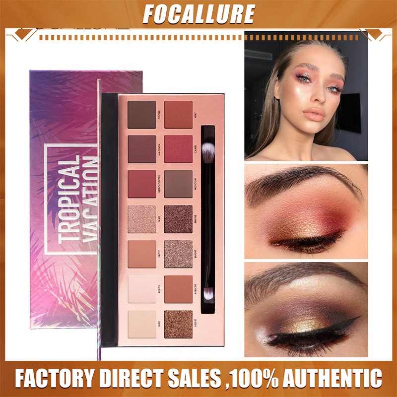 FOCALLURE FA49#T Alis Tropical Vaction Eyeshadow Palette Kosmetik High Pigment And Smooth Powder Long Lasting