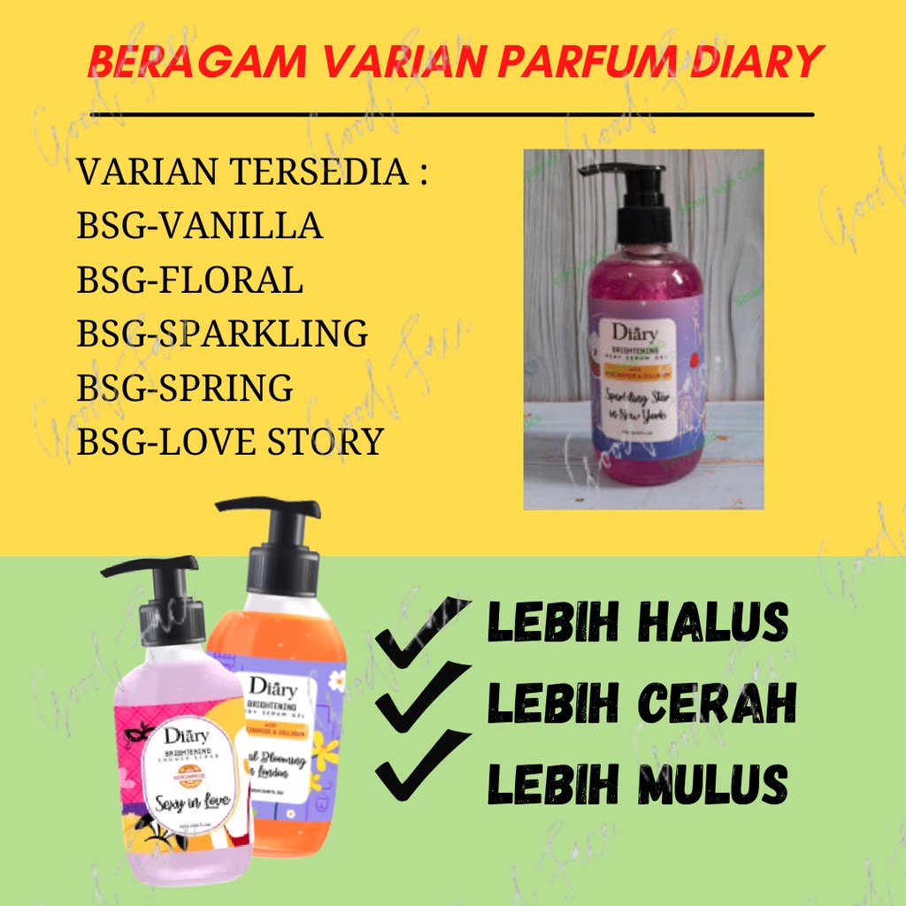 SERUM BADAN PENCERAH KULIT DIARY BRIGHTENING BODY SERUM GEL 250ML DIARY BPOM BSG VANILLA