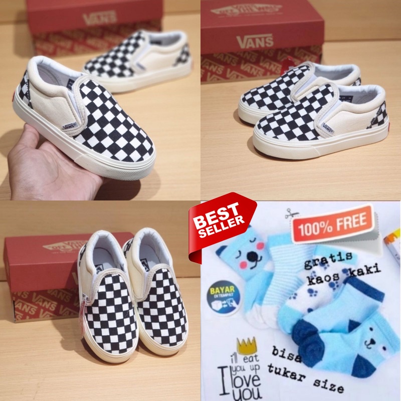 Sepatu Anak Slip On Checkerboard Sepatu Anak Laki Laki Sepatu Anak Tanpa Tali