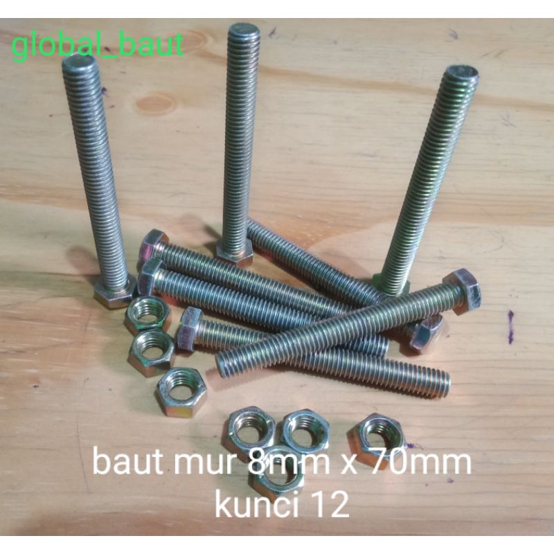 baut mur 8mm x 70mm kunci 12