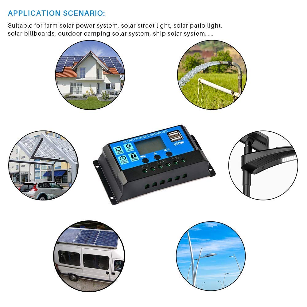 Solar Charge Controller PWM Automatic Recognize 12V/24V 20A/30A/40A - SY4024HD - Blue