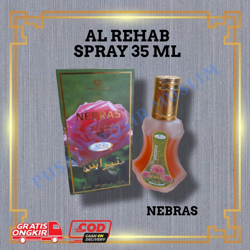 Original Parfum Al Rehab Spray Nebras 35ml, Original Jeddah/Minyak Wangi Sholat Parfum Pria ar rehab