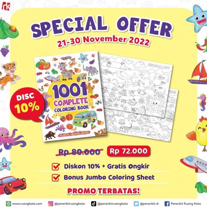 

Buku 1001 Complete Coloring Book/Penerbit Ruang Kata [Original 100%]