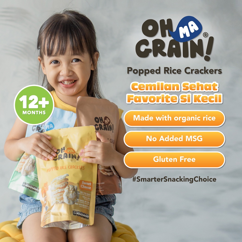 OH MA GRAIN 50g Popped Rice Crackers - Keripik Beras Organic No MSG Cemilan Sehat Anak