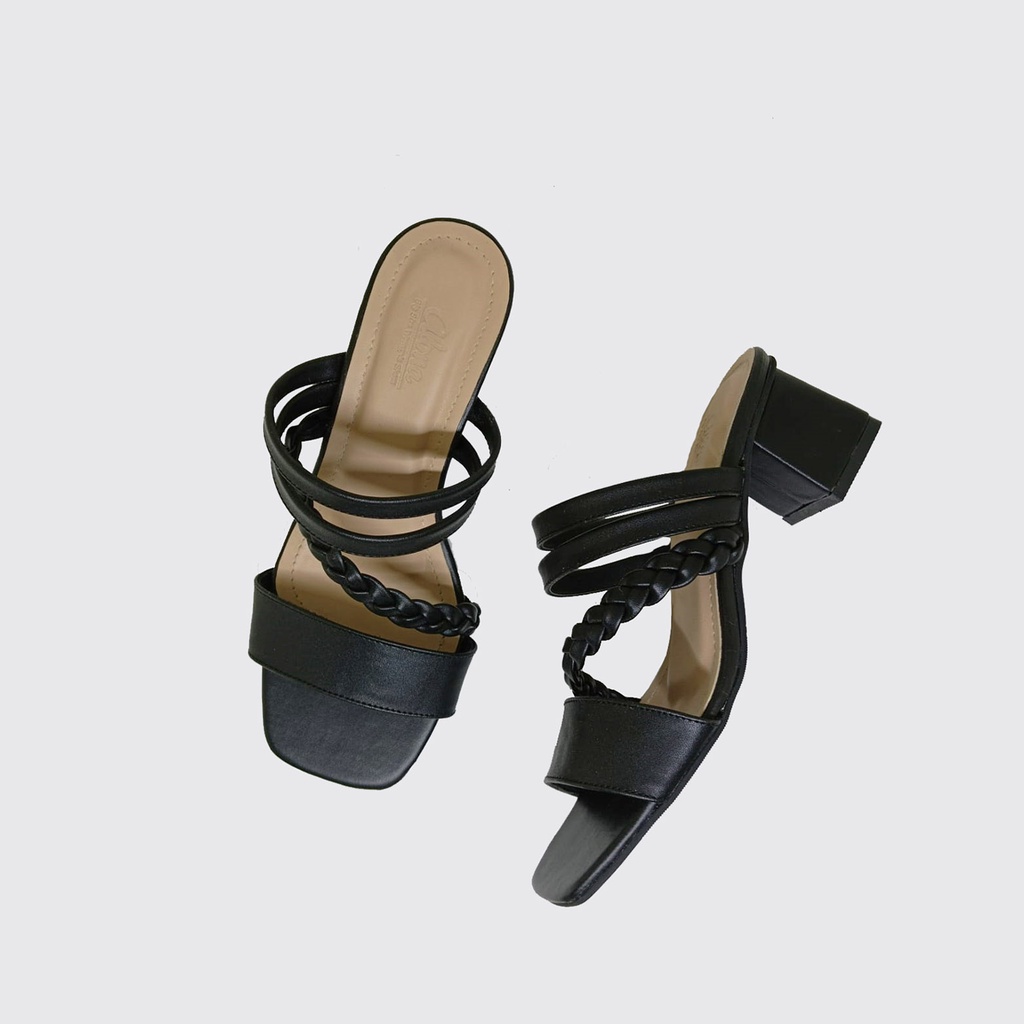 sandal heels big size tali kepang / sandal wanita ukuran jumbo-besar Heel 5cm Abu2 Grey Black