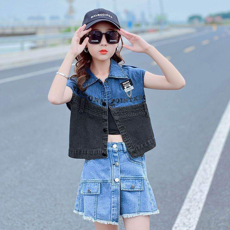 Setelan Jeans Anak Perempuan PREMIUM Korean Style Celana Skort