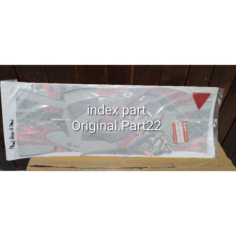 Stiker Streeping Striping Satria 120R Satria Lumba Merah Silver 2002 Original Suzuki  6B000-21D12AS3