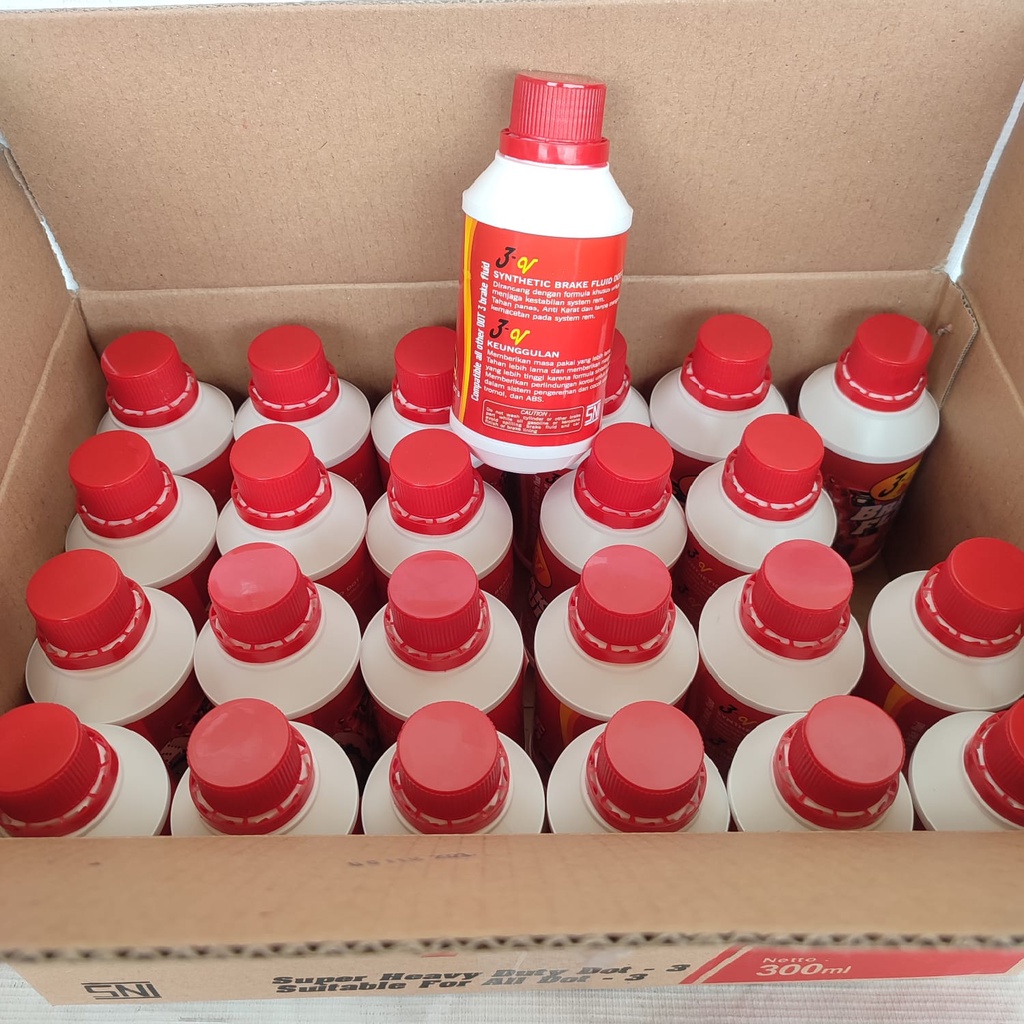 MINYAK REM 3V 300ML MERAH DOT 3 PAKET 1 DUS ( 24 PCS )