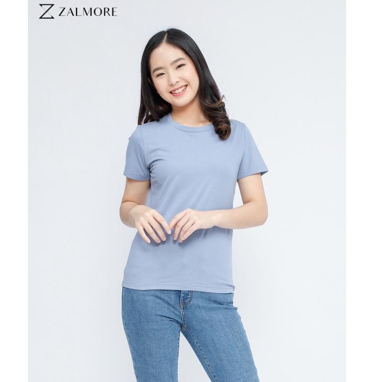 READY Zalmore Basic Women Oneck T-Shirt Premium  - Kaos Wanita
