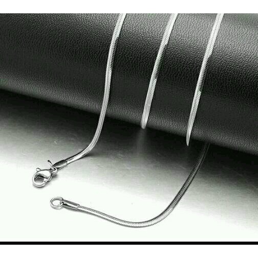 [COD] Kalung Lapis Silver Titanium Anti Karat Model Pipih Fashion Pria dan Wanita