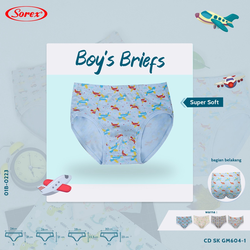 3 Pcs Celana Anak Laki Laki SOREX KIDS - BOYS BRIEFS SKGM600