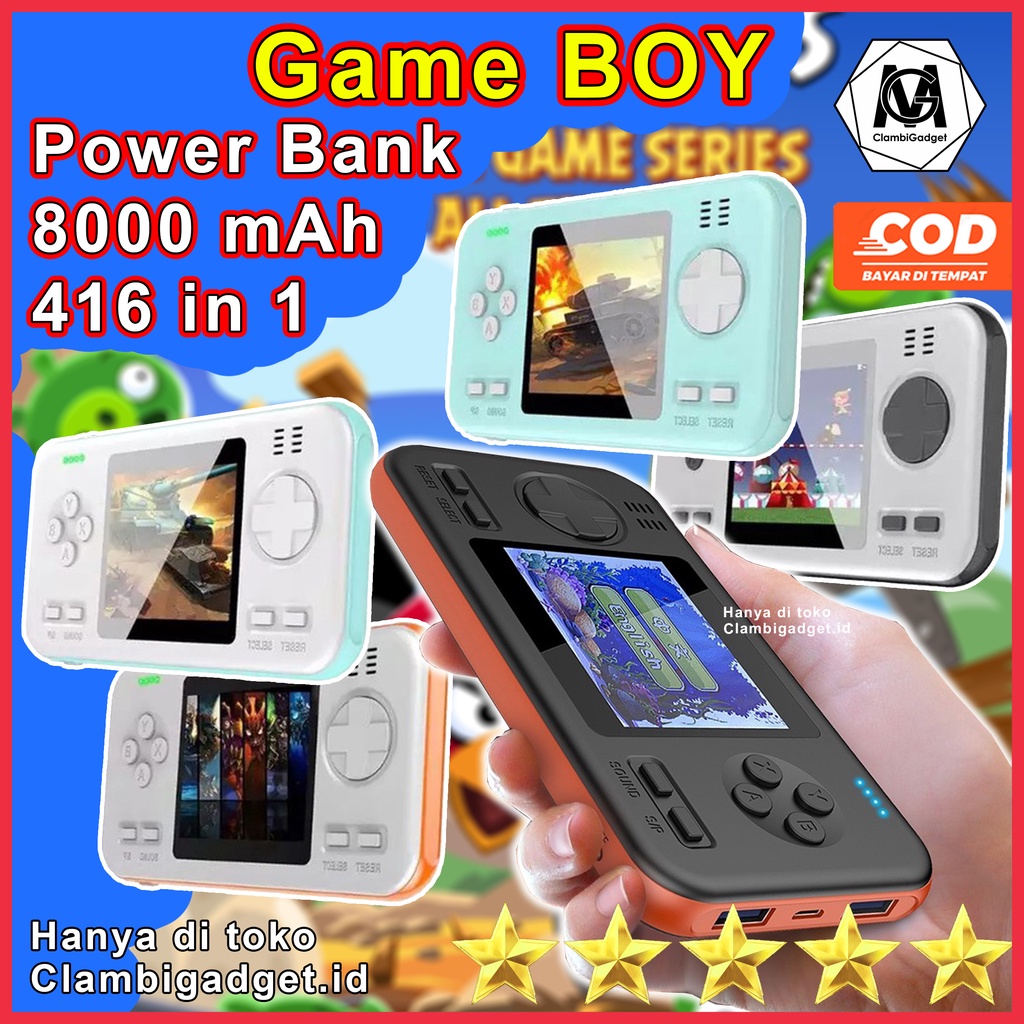 Wanle Game BOY 416 in 1 Gameboy Powerbank 8000 Mah Retro Import GameBoy Mini Stik Mariobros Nintendo