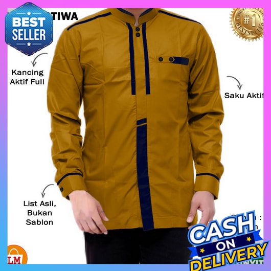 Kemeja Koko Polos Lengan Panjang Pria Dewasa Terbaru S M L Xl Xxl Jumbo Kain Katun Spun  Baju Muslim