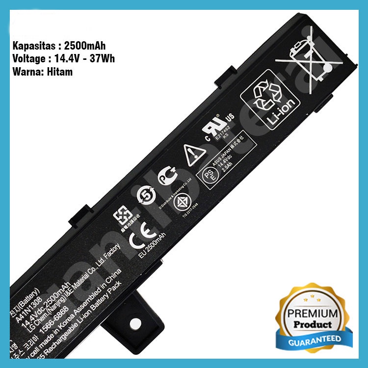 Baterai Asus X451 X451C X451CA X451M X451MA X551 X551C X551CA X551MA D550 D550MA A41N1308