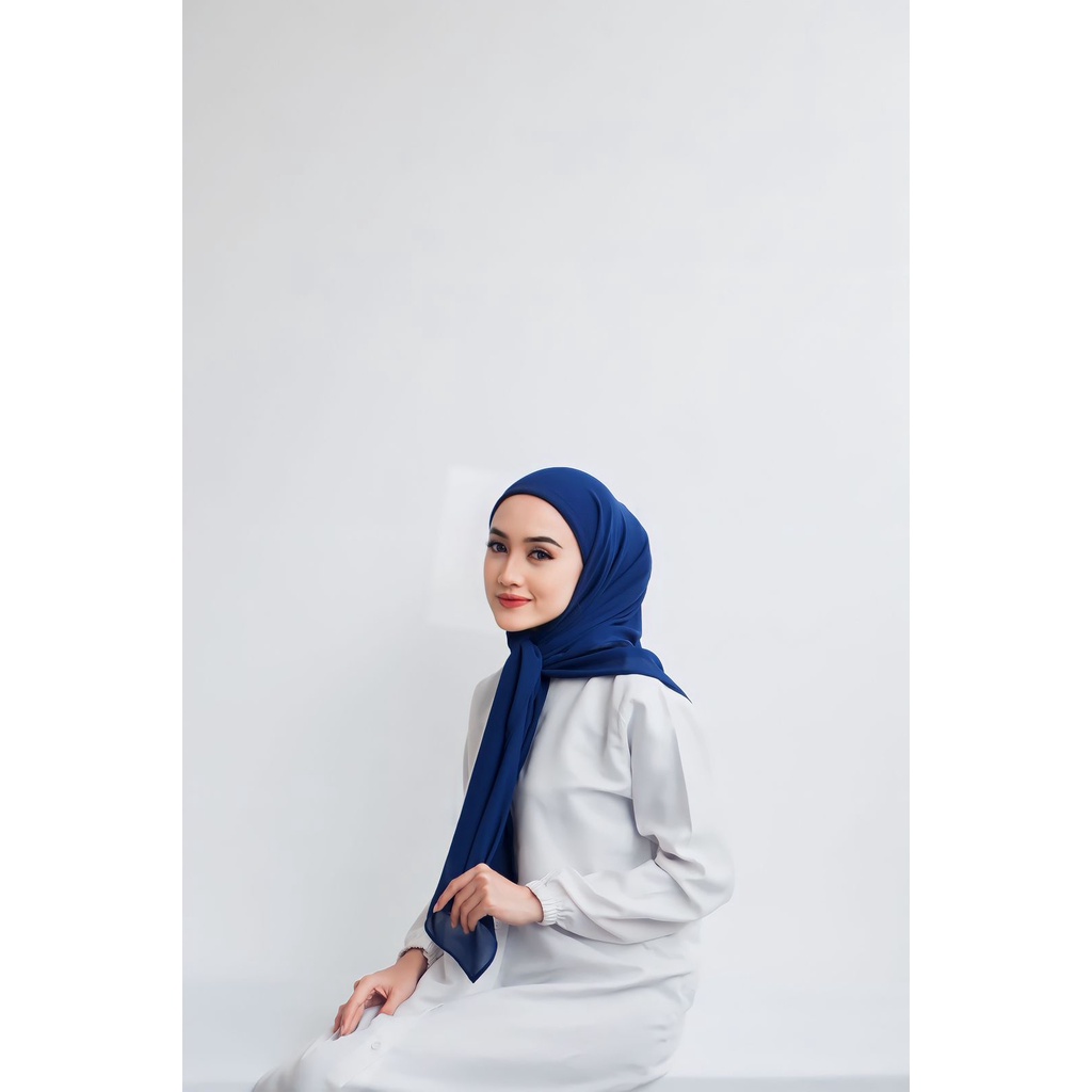 HIJAB JILBAB KERUDUNG SQUARE SEGI EMPAT INSTAN TURKI 2 LAYER-NAVY