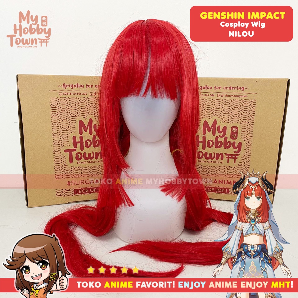 Wig Cosplay Anime Game Genshin Impact : Nilou Rambut Palsu