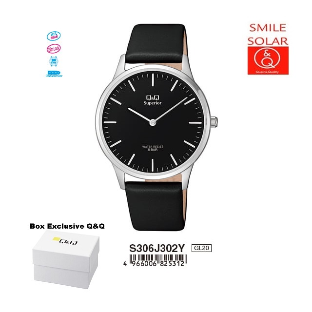 Jam Tangan Unisex Stylist Casual Kulit Leather Steel Analog Original Q&amp;Q QnQ QQ S306 S306J Series