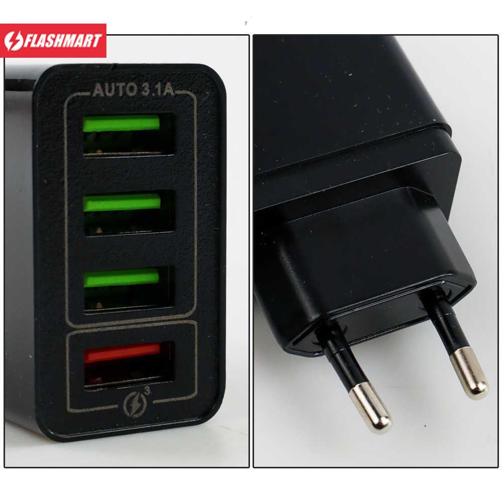 Flashmart Charger USB Fast Charging QC 3.0 4 Port 48 W - BK-376