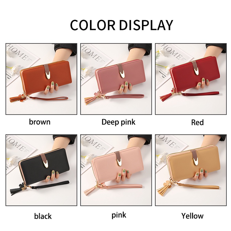 ASIN829 Dompet wanita long zipper fashion coin wallet fashion wallet multifungsi folding wallet JJ-912 imported thin type ladies folding wallet Dompet tombol panjang