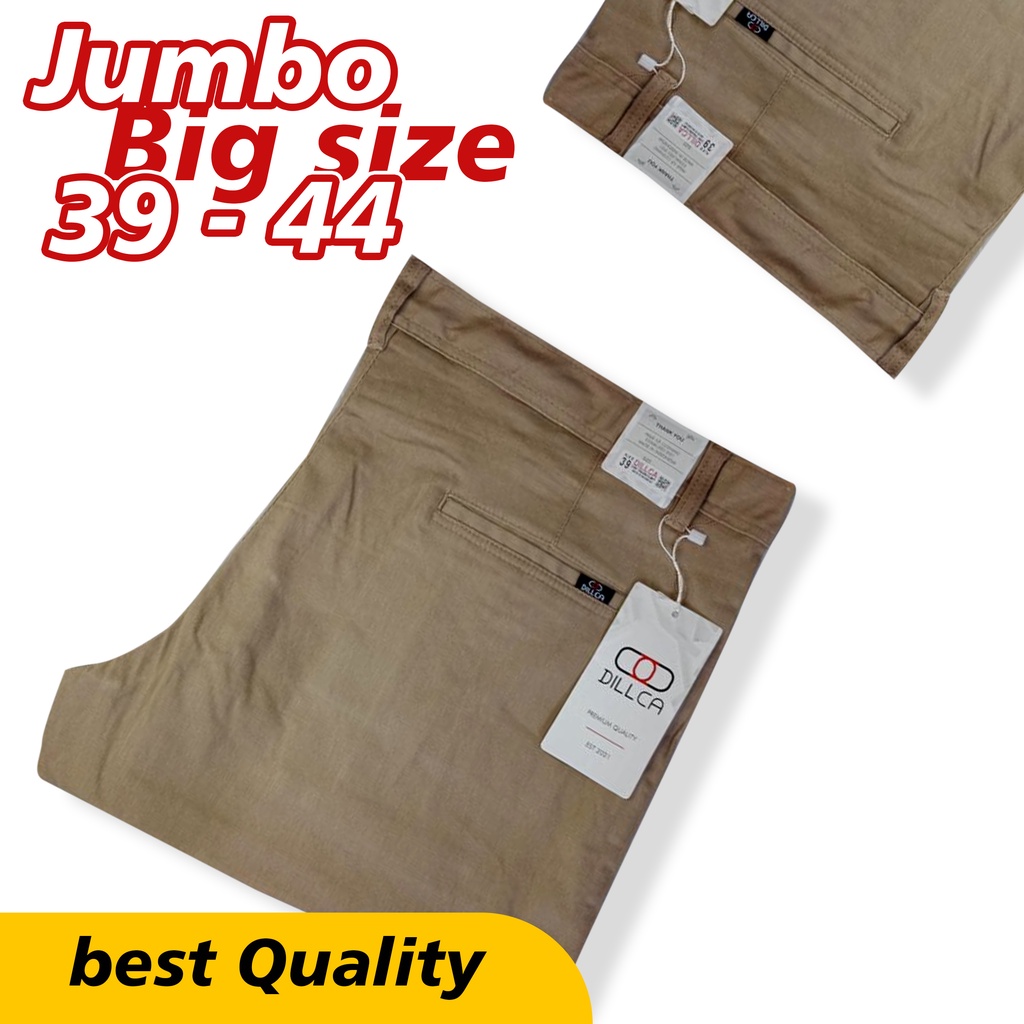 Celana Chinos Panjnag Jumbo Dillca emdere terbaru streach size 39 sampai 44 moca coklat premium distro