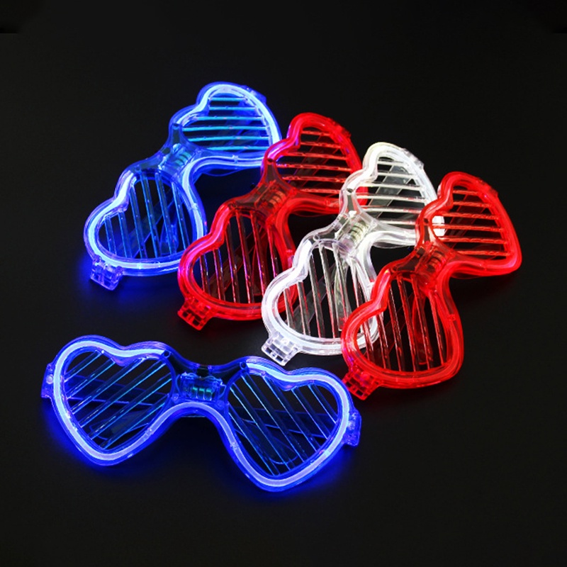 COD❤️Kacamata LED Nyala Lampu Malam Colorful Bar Bercahaya Cinta  Dingin Desain Kacamata Pesta Desain Kaca Jendela Cahaya Dingin